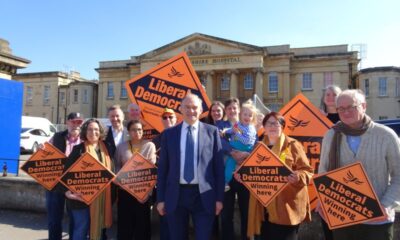 Photo is of Lib Dem Leader Ed Davey and Reading Lib Dems outside the RBH.